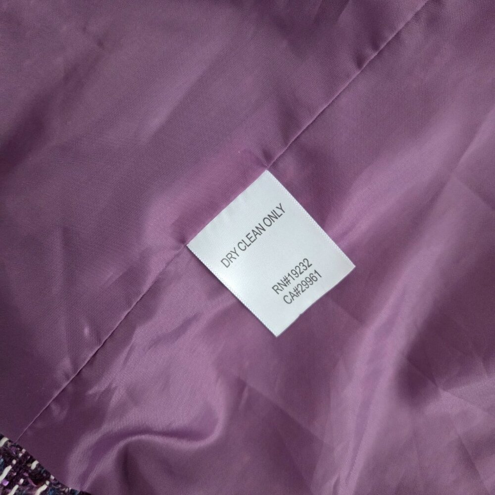 Vintage Purple Tweed Jacket Sz 12 Multicolor Y2K Alfred Dunner Old‎ Money Preppy - Picture 12 of 16